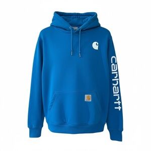 CARHARTT WOMEN'S RELAXED FIT MIDWEIGHT LOGO SLEEVE GRAPHIC HOODIE
